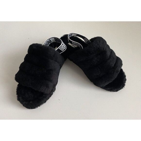 UGG Fluff Yeah Ruby Black Slide Slippers 1098494 Women’s Size 6 Box No Lid NEW - Picture 5 of 13